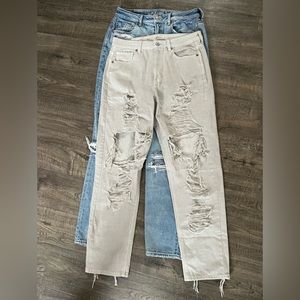 American Eagle Mom Jeans. Sized 10 Long. One gray and one denim.